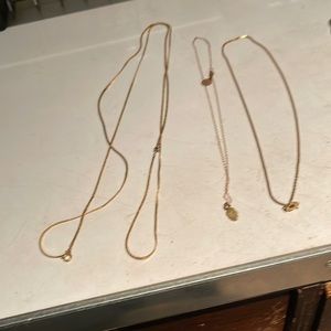 3 gold plate necklaces